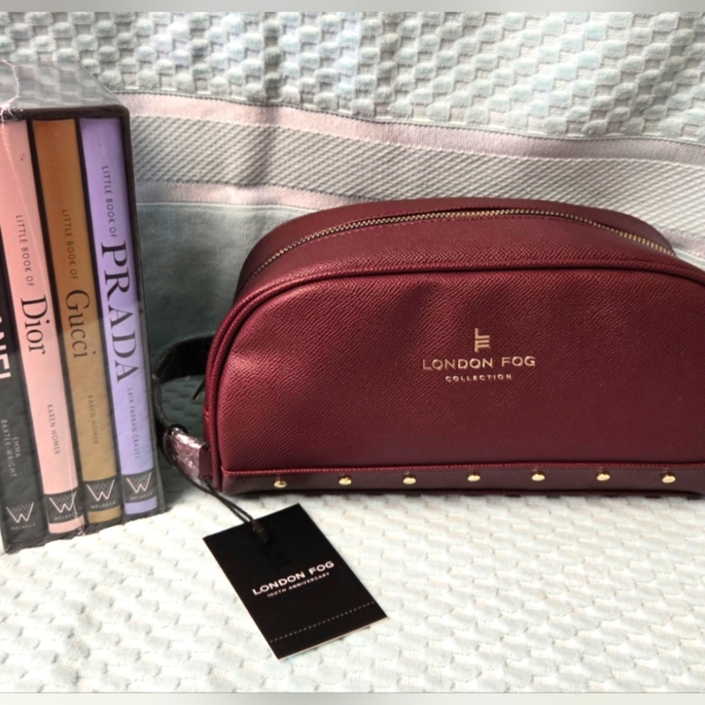 London Fog Burgundy Cosmetic Bag NWT